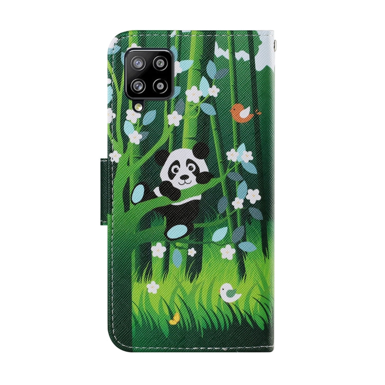 For Samsung Galaxy A12 Coloured Drawing Pattern Horizontal Flip PU Leather Case with Holder & Card Slots & Wallet & Lanyard(Panda) by buy2fix