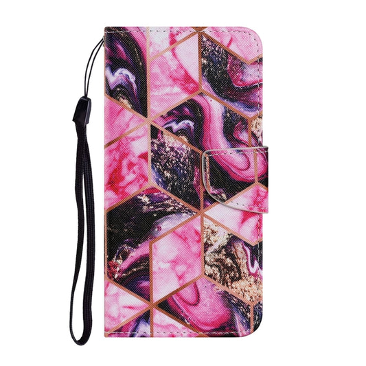 For Samsung Galaxy A12 Coloured Drawing Pattern Horizontal Flip PU Leather Case with Holder & Card Slots & Wallet & Lanyard(Purple Marble) by buy2fix