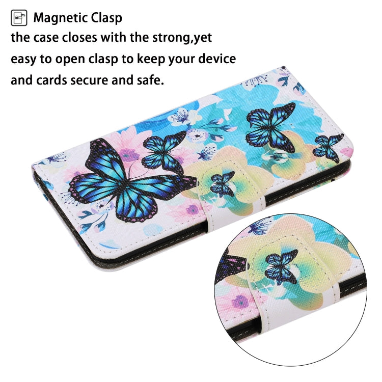 For Samsung Galaxy A12 Coloured Drawing Pattern Horizontal Flip PU Leather Case with Holder & Card Slots & Wallet & Lanyard(Purple Butterfly) by buy2fix