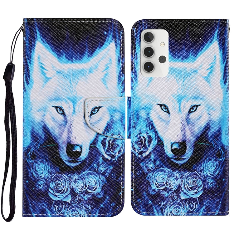 For Samsung Galaxy A32 5G Coloured Drawing Pattern Horizontal Flip PU Leather Case with Holder & Card Slots & Wallet & Lanyard(Rose Wolf) by buy2fix