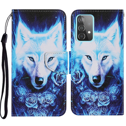 For Samsung Galaxy A52 5G / 4G Coloured Drawing Pattern Horizontal Flip PU Leather Case with Holder & Card Slots & Wallet & Lanyard(Rose Wolf) by buy2fix