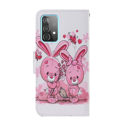 For Samsung Galaxy A52 5G / 4G Coloured Drawing Pattern Horizontal Flip PU Leather Case with Holder & Card Slots & Wallet & Lanyard(Cute Rabbit) by buy2fix