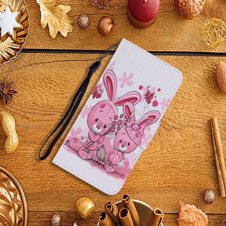 For Samsung Galaxy A52 5G / 4G Coloured Drawing Pattern Horizontal Flip PU Leather Case with Holder & Card Slots & Wallet & Lanyard(Cute Rabbit) by buy2fix