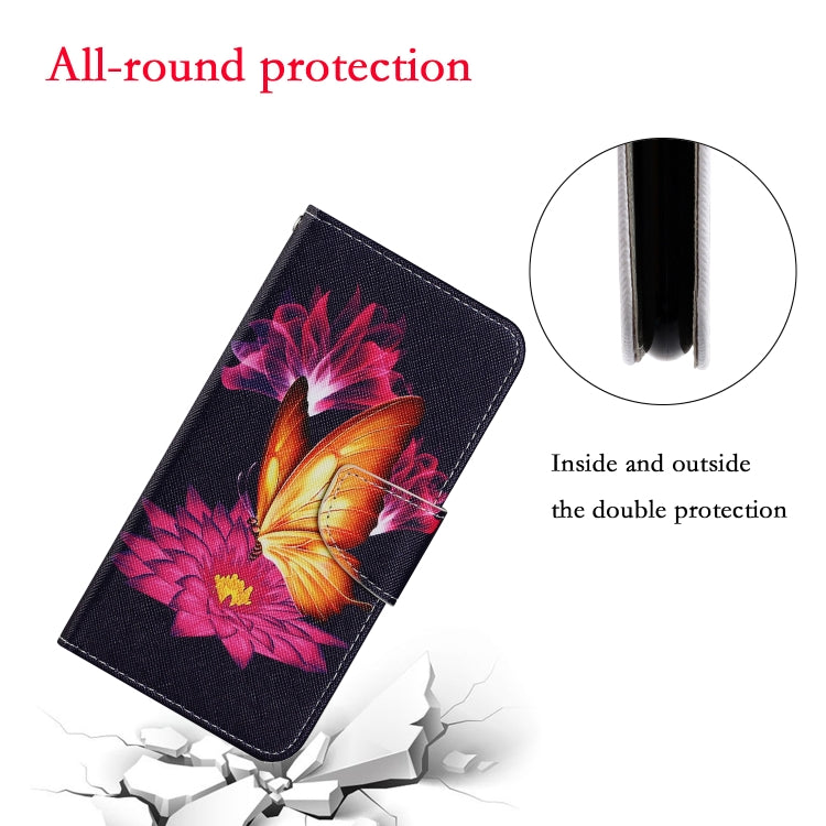 For Samsung Galaxy A72 5G / 4G Coloured Drawing Pattern Horizontal Flip PU Leather Case with Holder & Card Slots & Wallet & Lanyard(Big Golden Butterfly) by buy2fix