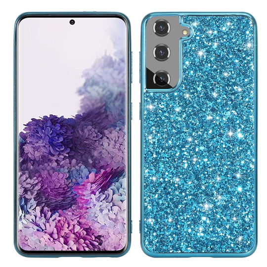 For Samsung Galaxy S21 Plus 5G Glitter Powder Shockproof TPU Protective Case(Blue)