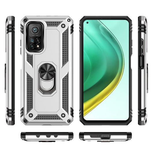 For Xiaomi Mi 10T Pro 5G Shockproof TPU + PC Protective Case with 360 Degree Rotating Holder(Silver) by buy2fix