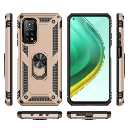 For Xiaomi Mi 10T Pro 5G Shockproof TPU + PC Protective Case with 360 Degree Rotating Holder(Gold) by buy2fix