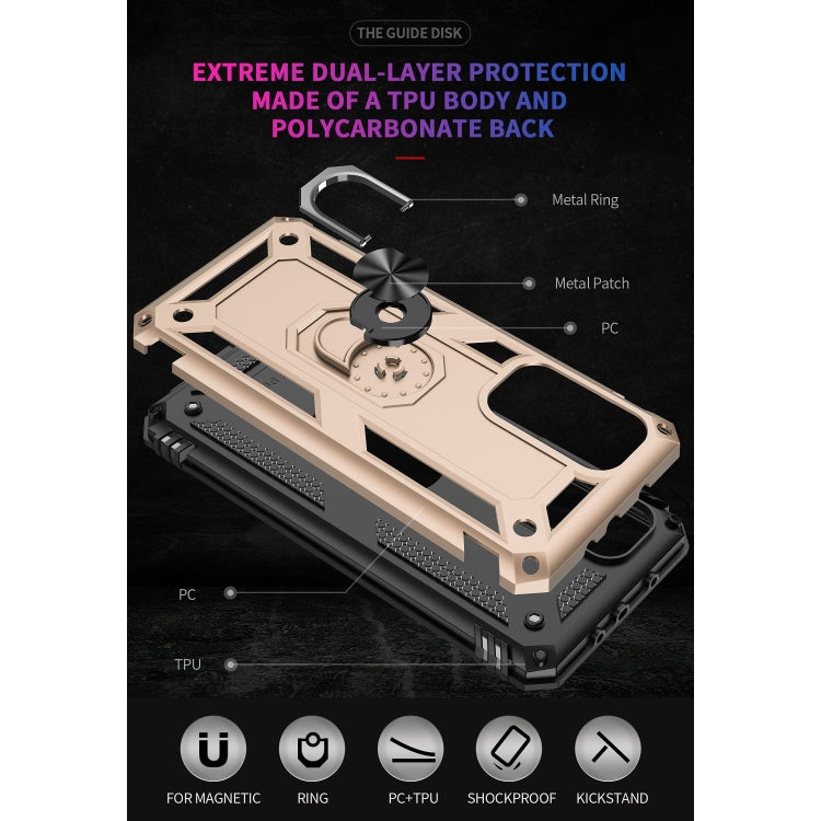 For Xiaomi Mi 10T Pro 5G Shockproof TPU + PC Protective Case with 360 Degree Rotating Holder(Gold) by buy2fix