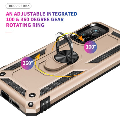 For Xiaomi Mi 10T Pro 5G Shockproof TPU + PC Protective Case with 360 Degree Rotating Holder(Gold) by buy2fix