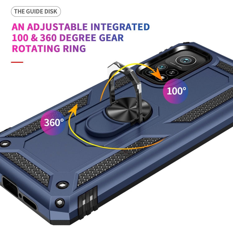 For Xiaomi Mi 10T Pro 5G Shockproof TPU + PC Protective Case with 360 Degree Rotating Holder(Blue) by buy2fix
