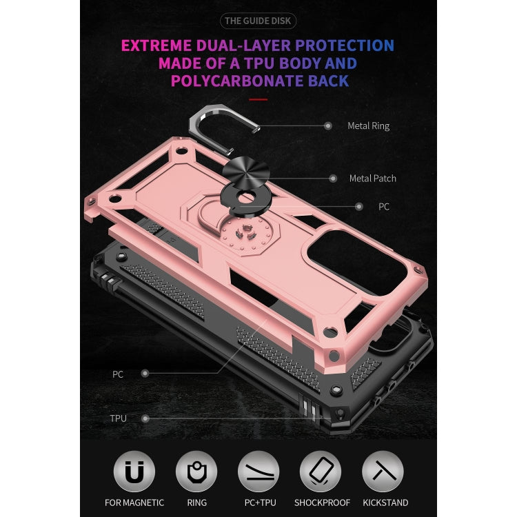 For Xiaomi Mi 10T Pro 5G Shockproof TPU + PC Protective Case with 360 Degree Rotating Holder(Rose Gold) by buy2fix