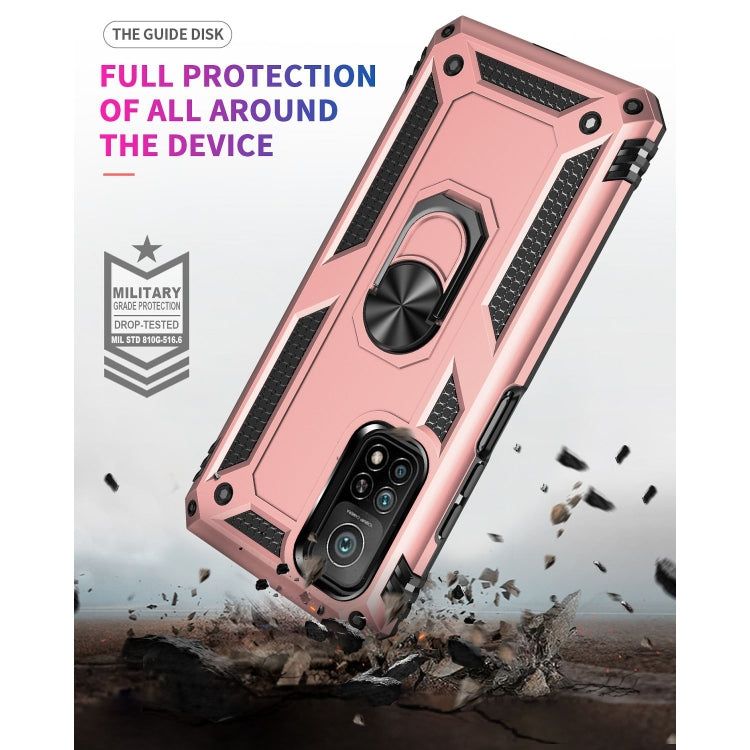 For Xiaomi Mi 10T Pro 5G Shockproof TPU + PC Protective Case with 360 Degree Rotating Holder(Rose Gold) by buy2fix