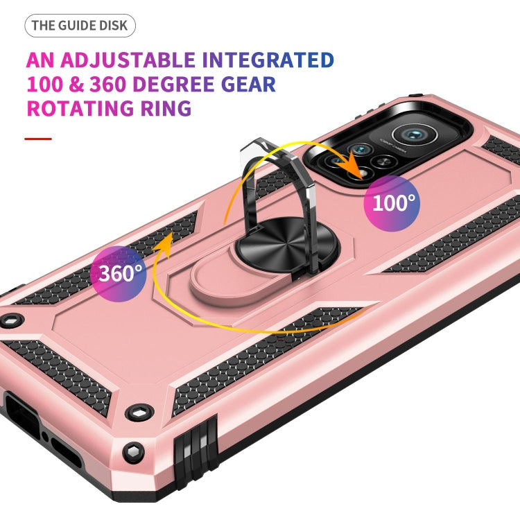 For Xiaomi Mi 10T Pro 5G Shockproof TPU + PC Protective Case with 360 Degree Rotating Holder(Rose Gold) by buy2fix
