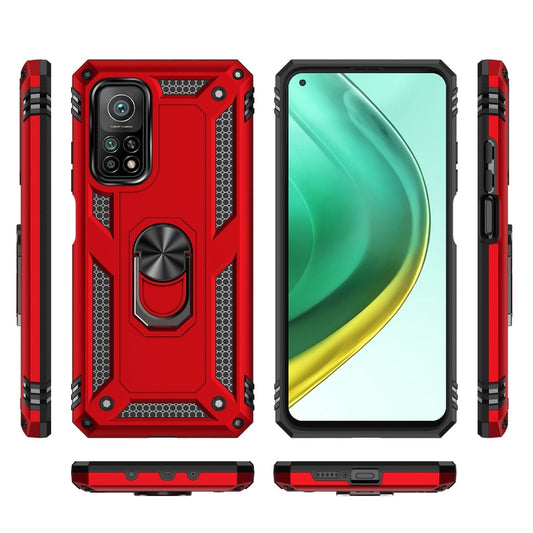 For Xiaomi Mi 10T Pro 5G Shockproof TPU + PC Protective Case with 360 Degree Rotating Holder(Red) by buy2fix
