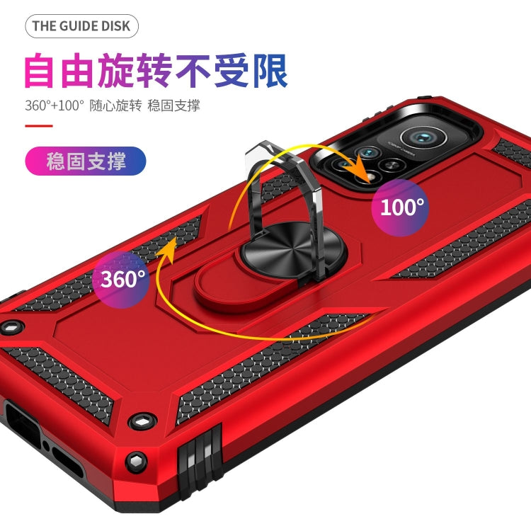 For Xiaomi Mi 10T Pro 5G Shockproof TPU + PC Protective Case with 360 Degree Rotating Holder(Red) by buy2fix