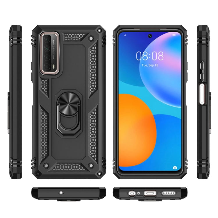 For Huawei P Smart 2021 Shockproof TPU + PC Protective Case with 360 Degree Rotating Holder(Black) by buy2fix