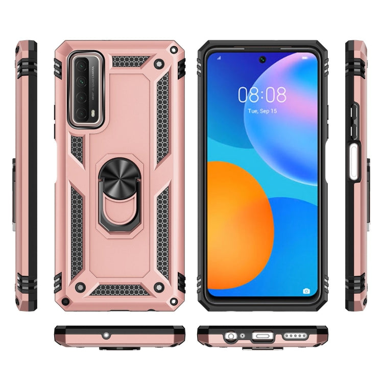 For Huawei P Smart 2021 Shockproof TPU + PC Protective Case with 360 Degree Rotating Holder(Rose Gold) by buy2fix