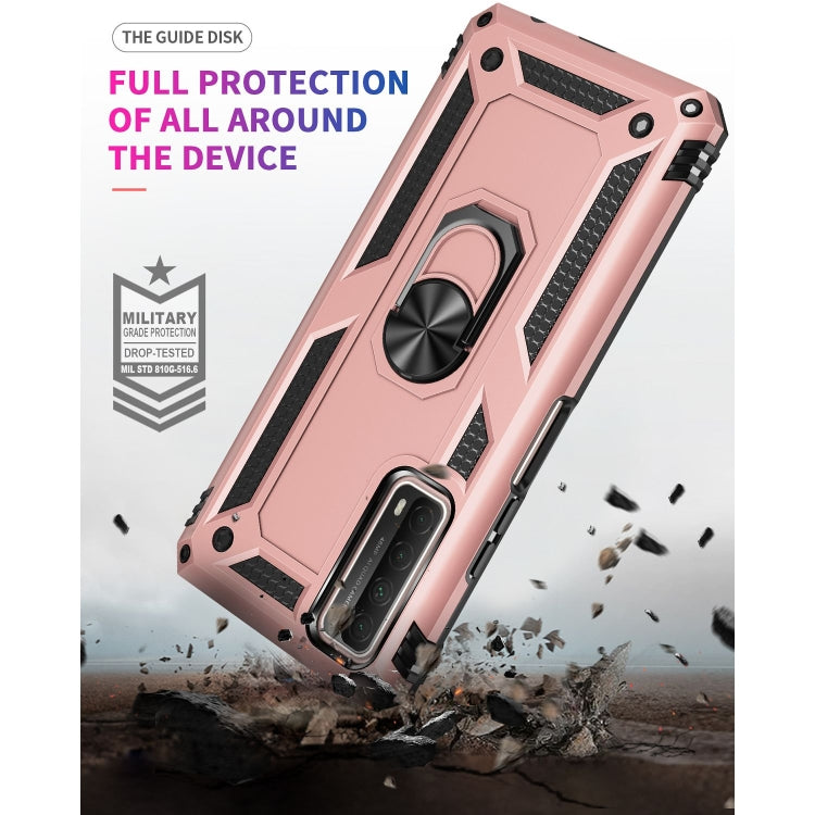 For Huawei P Smart 2021 Shockproof TPU + PC Protective Case with 360 Degree Rotating Holder(Rose Gold) by buy2fix