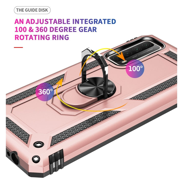 For Huawei P Smart 2021 Shockproof TPU + PC Protective Case with 360 Degree Rotating Holder(Rose Gold) by buy2fix