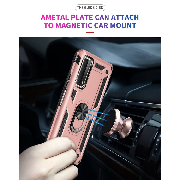For Huawei P Smart 2021 Shockproof TPU + PC Protective Case with 360 Degree Rotating Holder(Rose Gold) by buy2fix