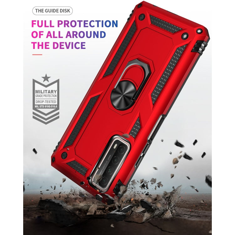 For Huawei P Smart 2021 Shockproof TPU + PC Protective Case with 360 Degree Rotating Holder(Red) by buy2fix