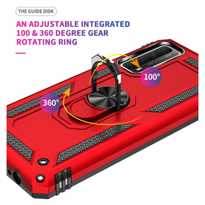 For Huawei P Smart 2021 Shockproof TPU + PC Protective Case with 360 Degree Rotating Holder(Red) by buy2fix