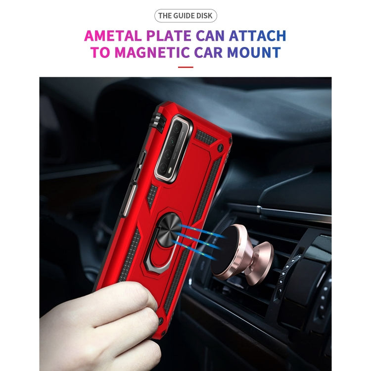 For Huawei P Smart 2021 Shockproof TPU + PC Protective Case with 360 Degree Rotating Holder(Red) by buy2fix