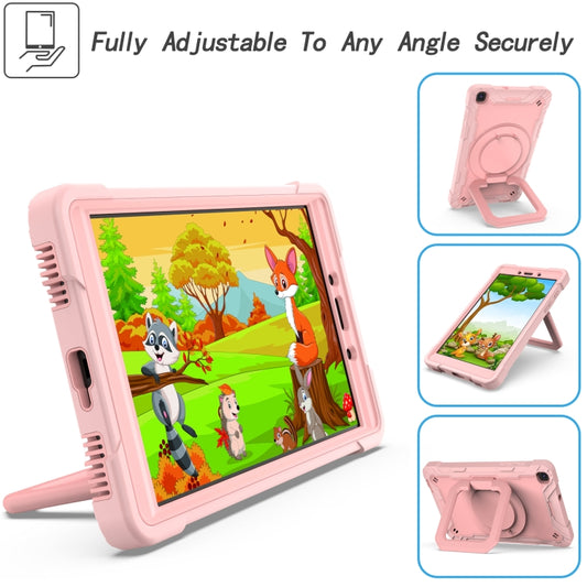 For Samsung Galaxy Tab A 8.0 (2019) T290 Contrast Color Shockproof Robot Silicone + PC Case with Wristband Holder(Rose Gold) by buy2fix