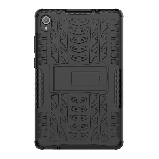 For Lenovo Tab M8 (2020) TB-8705F 8.0 inch Tire Texture Shockproof TPU+PC Protective Case with Holder(Black) by buy2fix