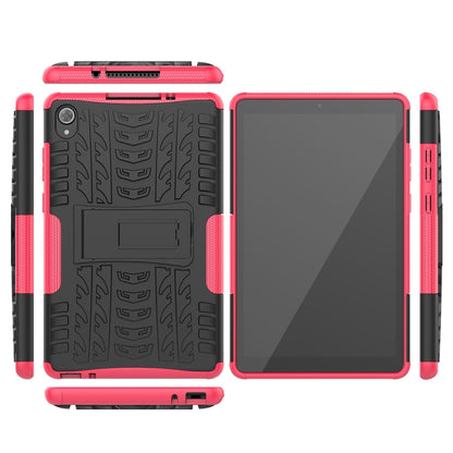 For Lenovo Tab M8 (2020) TB-8705F 8.0 inch Tire Texture Shockproof TPU+PC Protective Case with Holder(Pink) - Mobile Accessories by buy2fix | Online Shopping UK | buy2fix