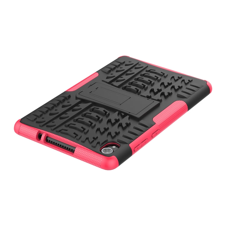 For Lenovo Tab M8 (2020) TB-8705F 8.0 inch Tire Texture Shockproof TPU+PC Protective Case with Holder(Pink) - Mobile Accessories by buy2fix | Online Shopping UK | buy2fix
