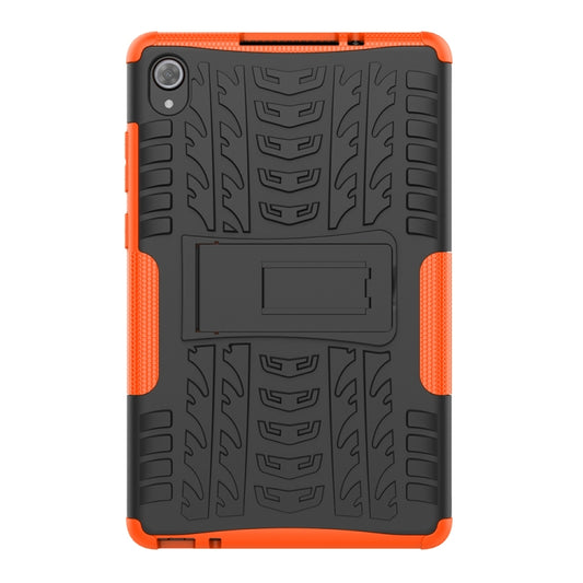 For Lenovo Tab M8 (2020) TB-8705F 8.0 inch Tire Texture Shockproof TPU+PC Protective Case with Holder(Orange) by buy2fix