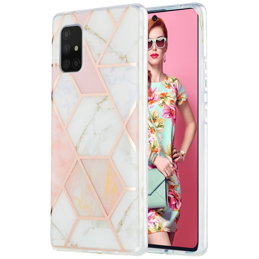 For Samsung Galaxy A71 5G 3D Electroplating Marble Pattern TPU Protective Case(Pink White) by buy2fix