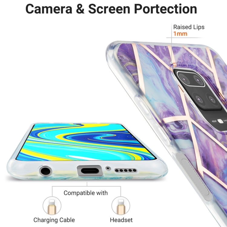 For Xiaomi Redmi Note 9S / 9 Pro / 9 Pro Max 3D Electroplating Marble Pattern TPU Protective Case(Dark Purple) by buy2fix
