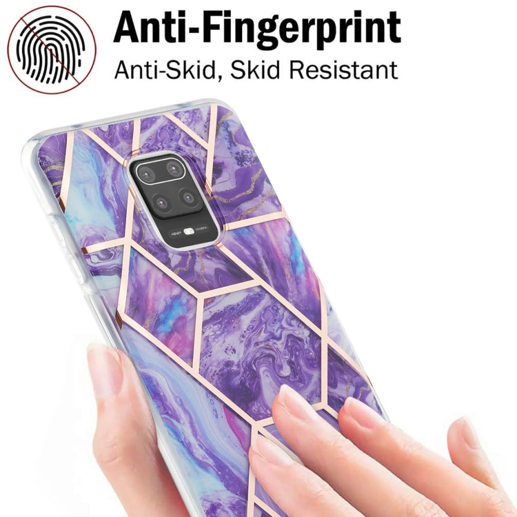 For Xiaomi Redmi Note 9S / 9 Pro / 9 Pro Max 3D Electroplating Marble Pattern TPU Protective Case(Dark Purple) by buy2fix