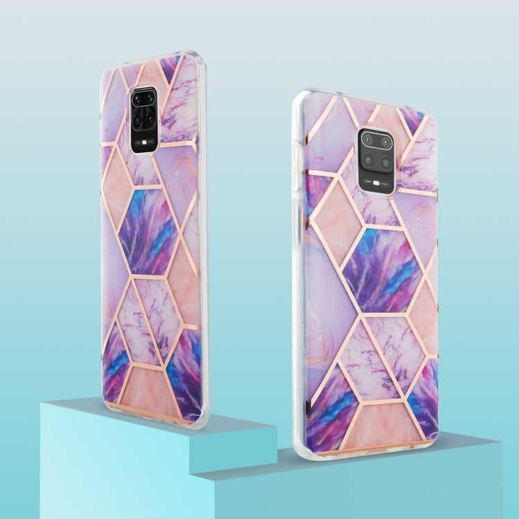 For Xiaomi Redmi Note 9S / 9 Pro / 9 Pro Max 3D Electroplating Marble Pattern TPU Protective Case(Light Purple) by buy2fix