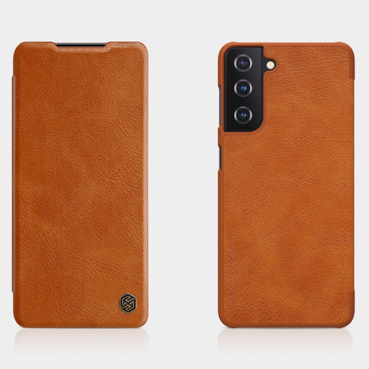 For Samsung Galaxy S21 Plus 5G NILLKIN QIN Series Crazy Horse Texture Horizontal Flip Leather Case with Card Slot(Brown)