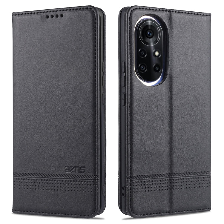 For Huawei nova 8 Pro 5G AZNS Magnetic Calf Texture Horizontal Flip Leather Case with Card Slots & Holder & Wallet(Black) by AZNS