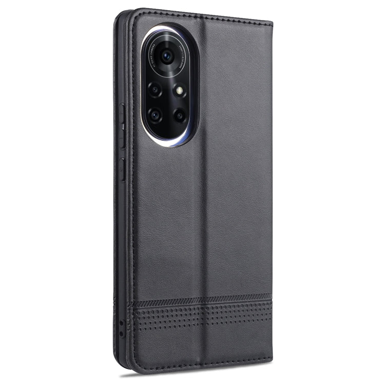 For Huawei nova 8 Pro 5G AZNS Magnetic Calf Texture Horizontal Flip Leather Case with Card Slots & Holder & Wallet(Black) by AZNS