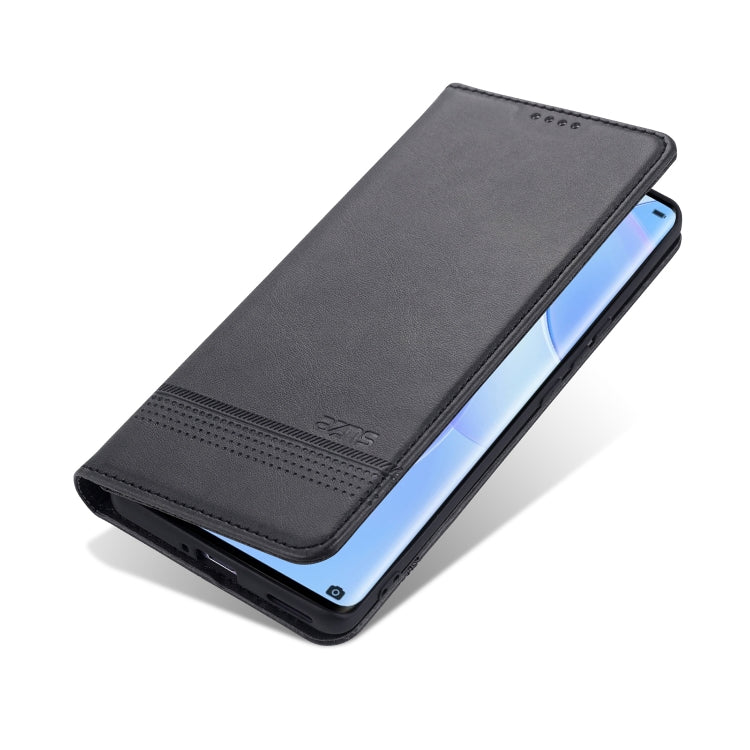 For Huawei nova 8 Pro 5G AZNS Magnetic Calf Texture Horizontal Flip Leather Case with Card Slots & Holder & Wallet(Black) by AZNS