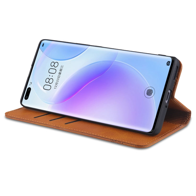 For Huawei nova 8 Pro 5G AZNS Magnetic Calf Texture Horizontal Flip Leather Case with Card Slots & Holder & Wallet(Black) by AZNS
