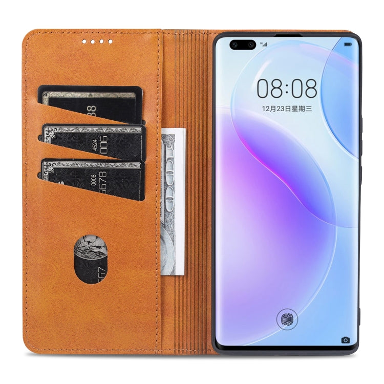 For Huawei nova 8 Pro 5G AZNS Magnetic Calf Texture Horizontal Flip Leather Case with Card Slots & Holder & Wallet(Black) by AZNS