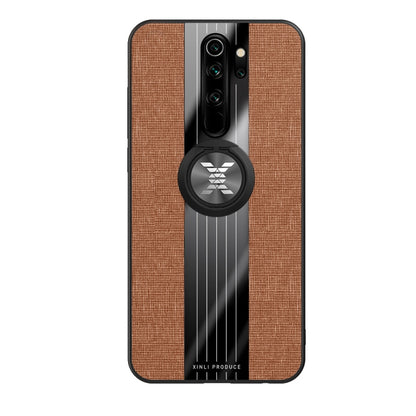 For Xiaomi Redmi Note 8 Pro XINLI Stitching Cloth Texture Shockproof TPU Protective Case with Ring Holder(Brown) - Xiaomi Cases by XINLI | Online Shopping UK | buy2fix