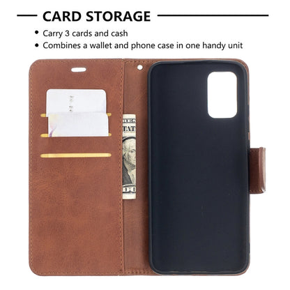 For Samsung Galaxy A02s (EU Version) Retro Lambskin Texture Pure Color Horizontal Flip PU Leather Case with Holder & Card Slots & Wallet & Lanyard(Brown) by buy2fix