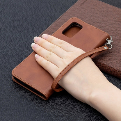 For Samsung Galaxy A02s (EU Version) Retro Lambskin Texture Pure Color Horizontal Flip PU Leather Case with Holder & Card Slots & Wallet & Lanyard(Brown) by buy2fix