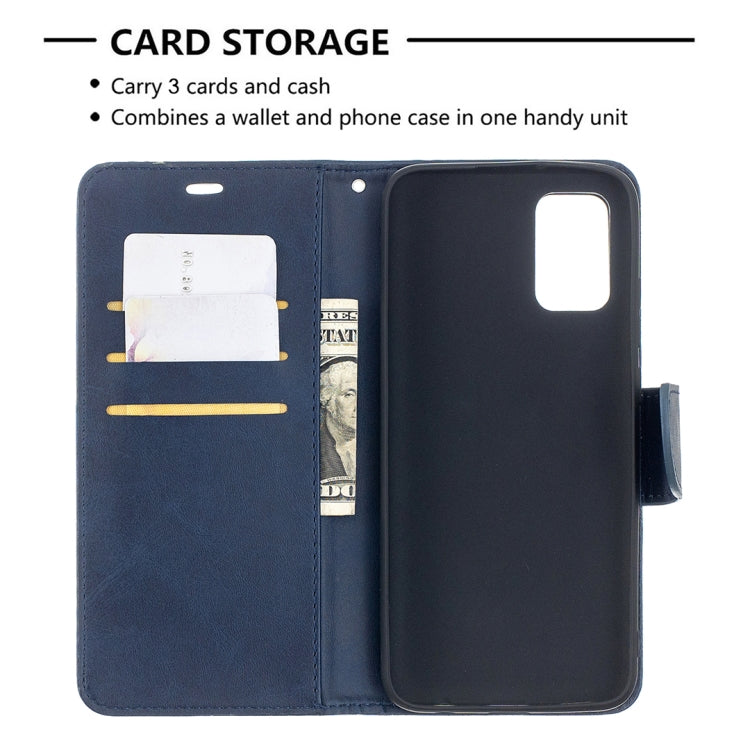 For Samsung Galaxy A02s (EU Version) Retro Lambskin Texture Pure Color Horizontal Flip PU Leather Case with Holder & Card Slots & Wallet & Lanyard(Blue) by buy2fix