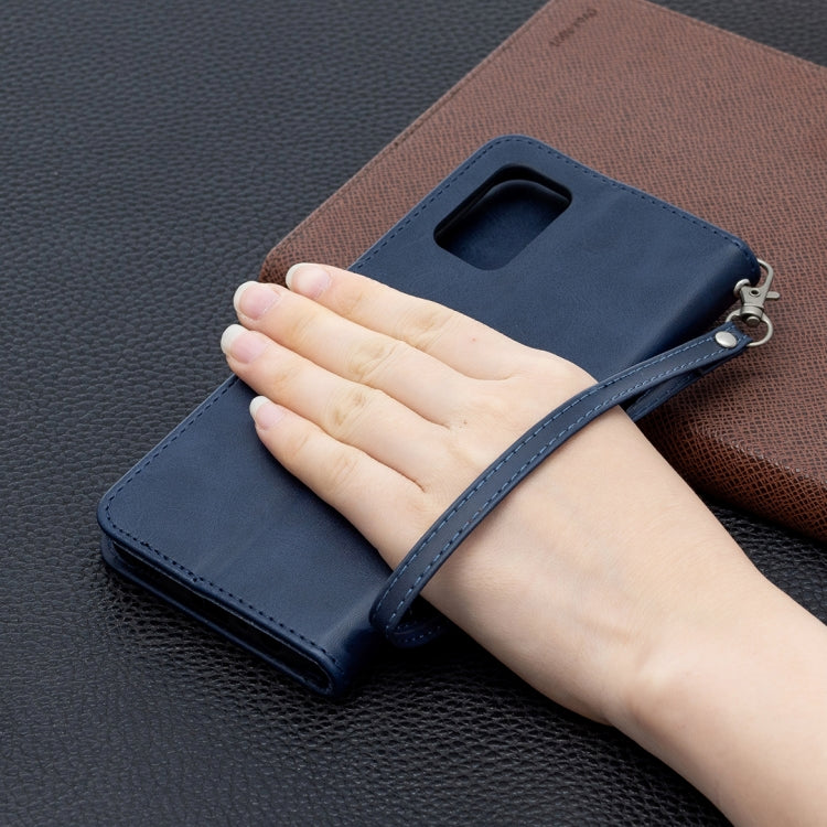 For Samsung Galaxy A02s (EU Version) Retro Lambskin Texture Pure Color Horizontal Flip PU Leather Case with Holder & Card Slots & Wallet & Lanyard(Blue) by buy2fix