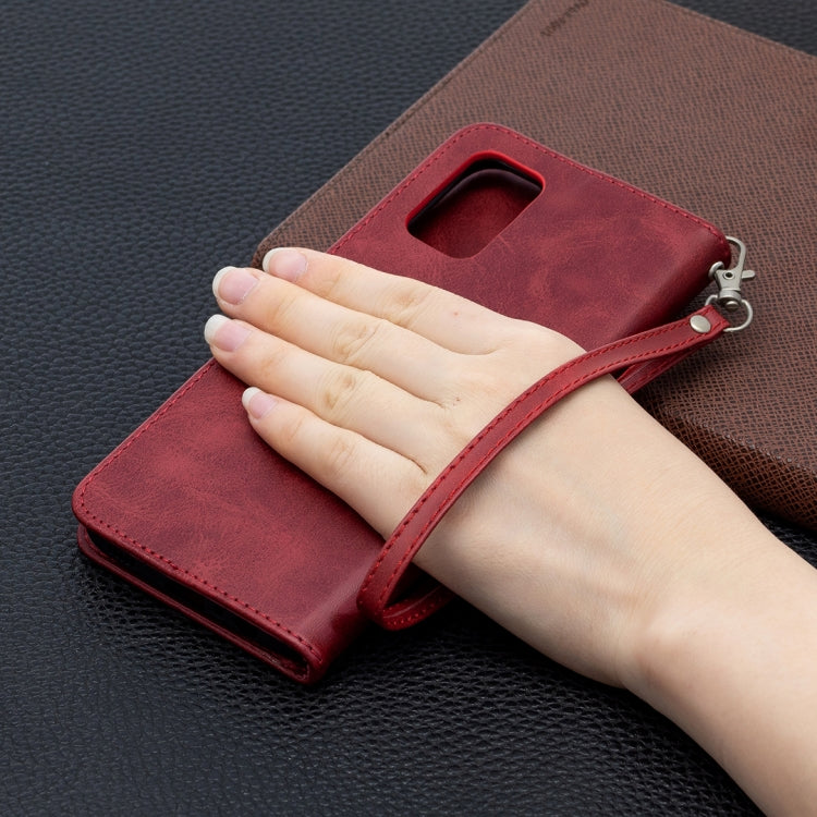 For Samsung Galaxy A02s (EU Version) Retro Lambskin Texture Pure Color Horizontal Flip PU Leather Case with Holder & Card Slots & Wallet & Lanyard(Red) by buy2fix