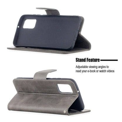 For Samsung Galaxy A02s (EU Version) Retro Lambskin Texture Pure Color Horizontal Flip PU Leather Case with Holder & Card Slots & Wallet & Lanyard(Grey) by buy2fix