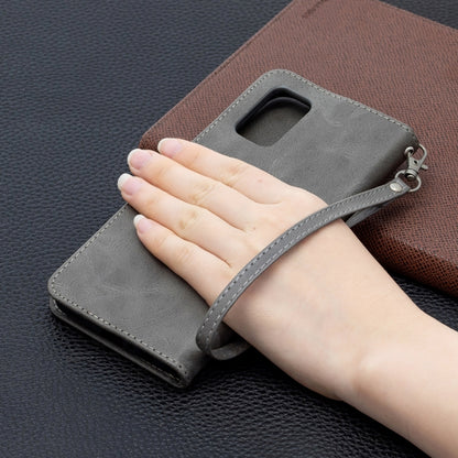 For Samsung Galaxy A02s (EU Version) Retro Lambskin Texture Pure Color Horizontal Flip PU Leather Case with Holder & Card Slots & Wallet & Lanyard(Grey) by buy2fix